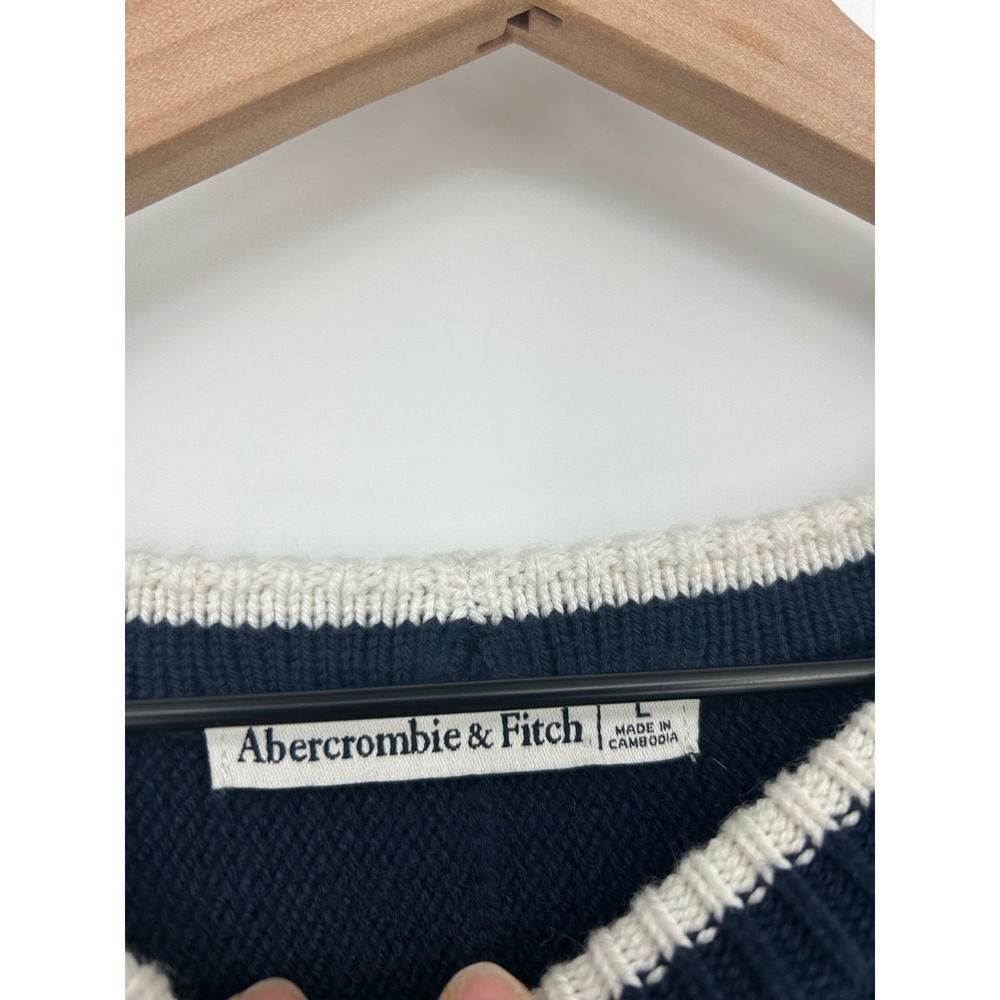 Abercrombie & Fitch Navy Blue Crew Sweater Tee In Women's Large-Boxy Fit Knit - Picture 4 of 11